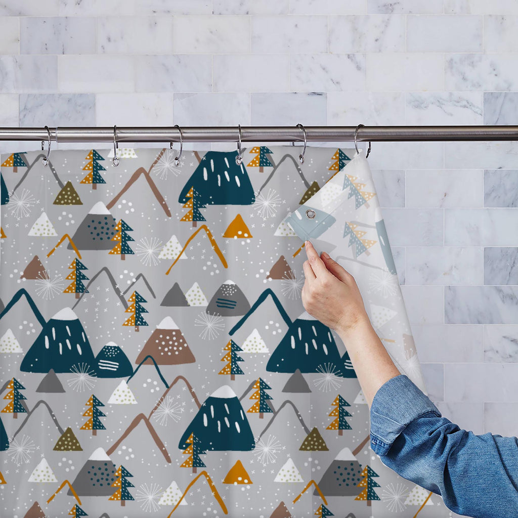 Snowy Mountain Pattern Washable Waterproof Shower Curtain-Shower Curtains-CUR_SH_EL-IC 5017089 IC 5017089, Abstract Expressionism, Abstracts, Ancient, Animated Cartoons, Baby, Caricature, Cartoons, Children, Christianity, Historical, Illustrations, Kids, Landscapes, Medieval, Mountains, Nature, Patterns, Scandinavian, Scenic, Semi Abstract, Vintage, Wildlife, snowy, mountain, pattern, washable, waterproof, shower, curtain, forest, illustration, abstract, background, card, cartoon, christmas, cold, cute, doo