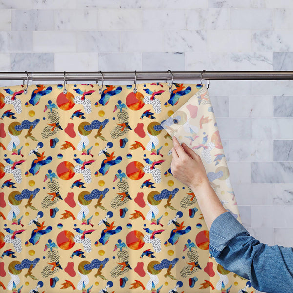 Watercolor Flying Birds Washable Waterproof Shower Curtain-Shower Curtains-CUR_SH_EL-IC 5017092 IC 5017092, 80s, Abstract Expressionism, Abstracts, Art and Paintings, Birds, Circle, Collages, Digital, Digital Art, Dots, Geometric, Geometric Abstraction, Graphic, Illustrations, Patterns, Semi Abstract, Signs, Signs and Symbols, Stripes, Watercolour, watercolor, flying, washable, waterproof, polyester, shower, curtain, eyelets, abstract, art, background, bauhaus, bend, bird, collage, color, colorful, curve, d