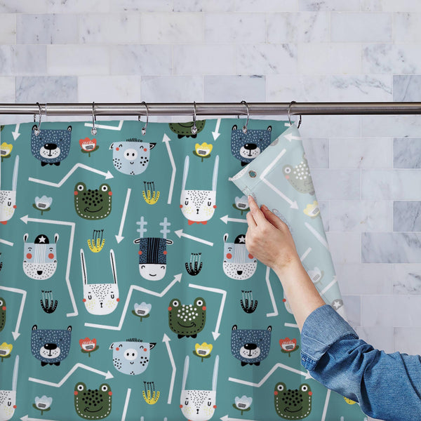 Childish Animals Pattern Washable Waterproof Shower Curtain-Shower Curtains-CUR_SH_EL-IC 5017095 IC 5017095, Animals, Art and Paintings, Baby, Birds, Botanical, Children, Floral, Flowers, Illustrations, Kids, Nature, Patterns, Scandinavian, Scenic, Signs, Signs and Symbols, childish, pattern, washable, waterproof, polyester, shower, curtain, eyelets, animal, art, background, design, bunny, card, character, child, cute, doodle, exotic, fabric, face, fauna, forest, frog, fun, funny, head, hippo, hippopotamus,