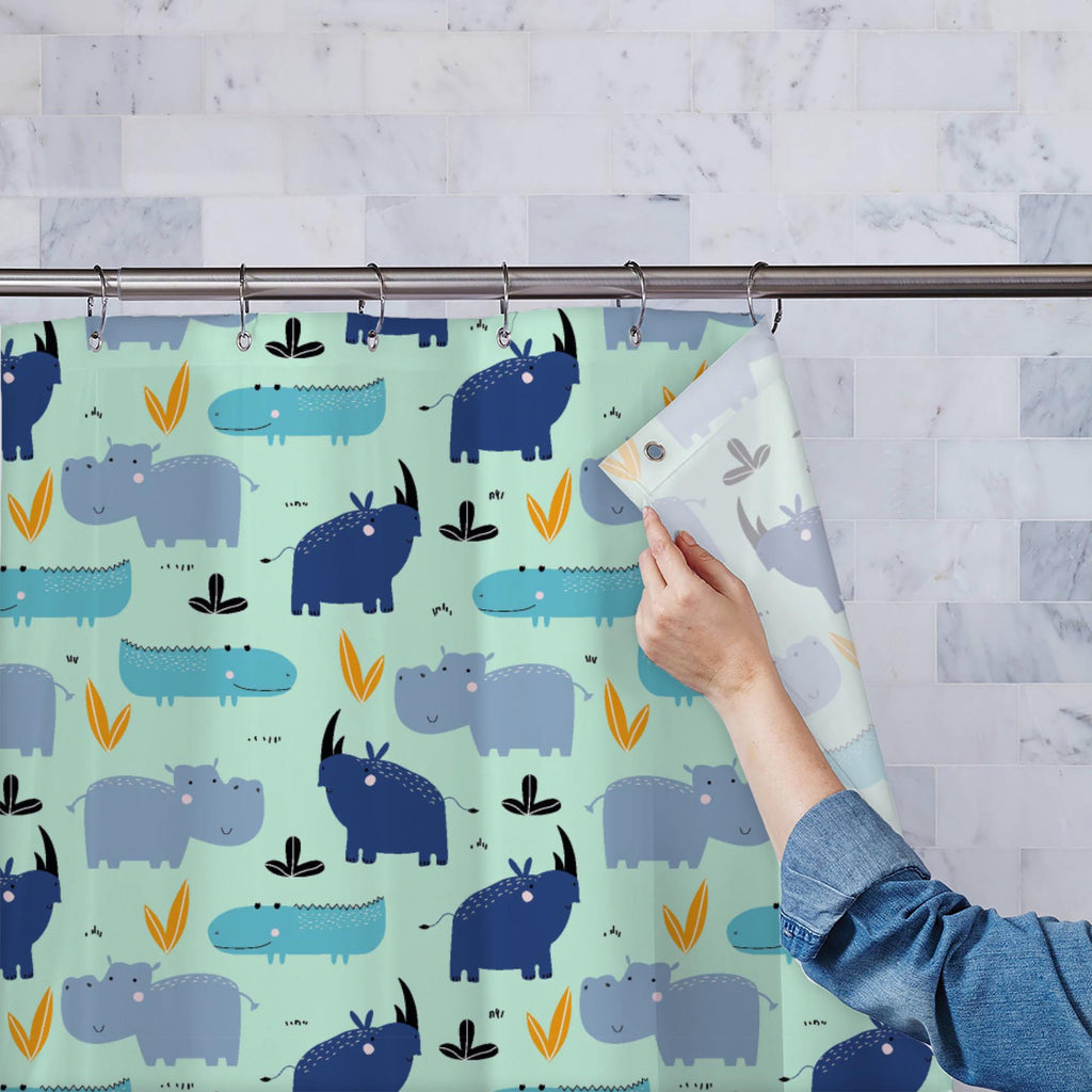 Abstract African Animals Washable Waterproof Shower Curtain-Shower Curtains-CUR_SH_EL-IC 5017096 IC 5017096, African, Animals, Animated Cartoons, Art and Paintings, Baby, Black, Black and White, Botanical, Caricature, Cartoons, Children, Comics, Digital, Digital Art, Drawing, Fashion, Floral, Flowers, Graphic, Illustrations, Kids, Nature, Patterns, Scandinavian, Scenic, Signs, Signs and Symbols, White, abstract, washable, waterproof, shower, curtain, cute, pattern, zoo, alligator, animal, art, background, b