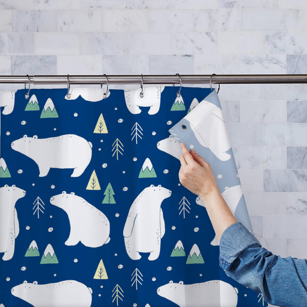 Polar Bears Washable Waterproof Shower Curtain-Shower Curtains-CUR_SH_EL-IC 5017097 IC 5017097, Abstract Expressionism, Abstracts, Animals, Animated Cartoons, Art and Paintings, Baby, Black, Black and White, Caricature, Cartoons, Children, Christianity, Decorative, Digital, Digital Art, Drawing, Graphic, Icons, Illustrations, Kids, Nature, Patterns, Scandinavian, Scenic, Semi Abstract, Signs, Signs and Symbols, Symbols, White, Wildlife, polar, bears, washable, waterproof, polyester, shower, curtain, eyelets