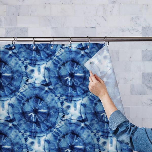 Shibori Indigo Batik D18 Washable Waterproof Shower Curtain-Shower Curtains-CUR_SH_EL-IC 5017104 IC 5017104, Abstract Expressionism, Abstracts, Art and Paintings, Black and White, Culture, Decorative, Ethnic, Fashion, Illustrations, Japanese, Paintings, Patterns, Retro, Semi Abstract, Shibori, Signs, Signs and Symbols, Traditional, Tribal, Watercolour, White, World Culture, indigo, batik, d18, washable, waterproof, polyester, shower, curtain, eyelets, 1960, abstract, art, artistic, backdrop, background, bea