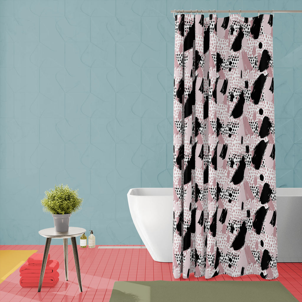 Abstract Brush Strokes Washable Waterproof Shower Curtain-Shower Curtains-CUR_SH_EL-IC 5017121 IC 5017121, 80s, 90s, Abstract Expressionism, Abstracts, Art and Paintings, Black, Black and White, Bohemian, Circle, Digital, Digital Art, Fashion, Graphic, Hipster, Illustrations, Patterns, Semi Abstract, Signs, Signs and Symbols, White, abstract, brush, strokes, washable, waterproof, shower, curtain, art, backdrop, background, backgrounds, blog, blogger, boy, card, celebration, chic, club, colorful, confetti, c