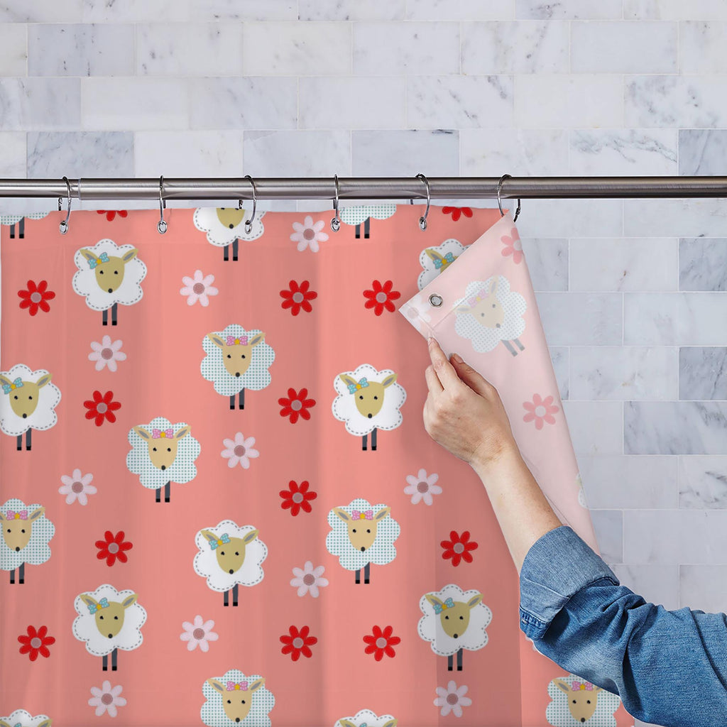 Sheep & Abstract Flowers Washable Waterproof Shower Curtain-Shower Curtains-CUR_SH_EL-IC 5017135 IC 5017135, Abstract Expressionism, Abstracts, Botanical, Floral, Flowers, Nature, Patterns, Semi Abstract, sheep, abstract, washable, waterproof, shower, curtain, artzfolio, shower curtain, bathroom curtain, eyelet shower curtain, waterproof shower curtain, kids shower curtain, washable curtain, 7feet shower curtain, washroom curtain, set of 2 curtain, pvc shower curtain, designer shower curtain, shower curtain