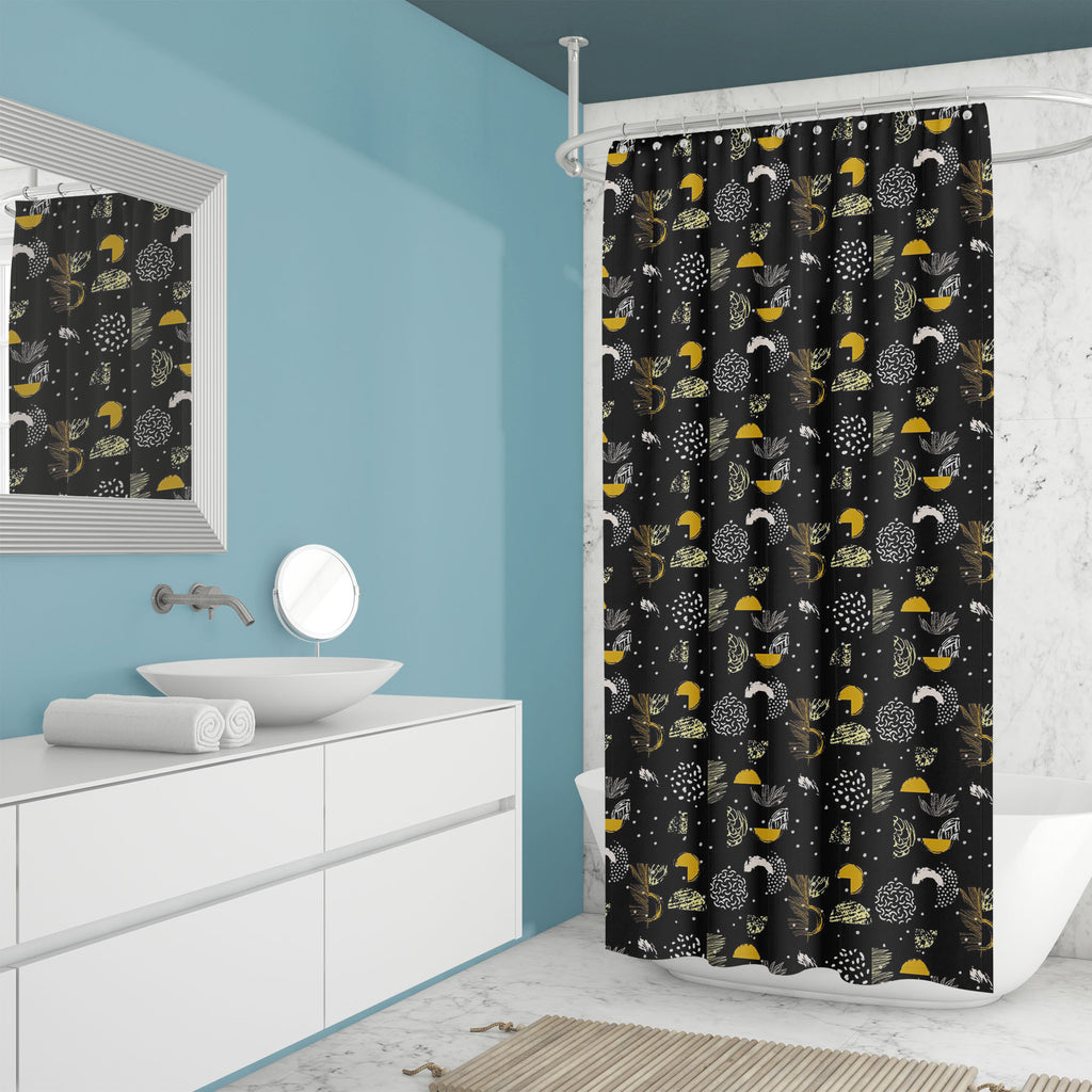 Modern Elements D2 Washable Waterproof Shower Curtain-Shower Curtains-CUR_SH_EL-IC 5017142 IC 5017142, 80s, 90s, Abstract Expressionism, Abstracts, Art and Paintings, Botanical, Circle, Digital, Digital Art, Dots, Floral, Flowers, Geometric, Geometric Abstraction, Graphic, Illustrations, Modern Art, Nature, Patterns, Retro, Semi Abstract, Signs, Signs and Symbols, Stripes, Tropical, modern, elements, d2, washable, waterproof, shower, curtain, abstract, arc, art, background, bauhaus, bend, color, colorful, c