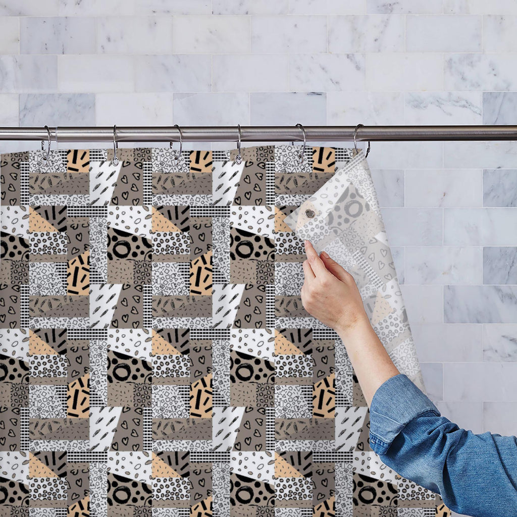 Abstract Patchwork Art D4 Washable Waterproof Shower Curtain-Shower Curtains-CUR_SH_EL-IC 5017167 IC 5017167, 80s, 90s, Abstract Expressionism, Abstracts, Art and Paintings, Books, Circle, Decorative, Digital, Digital Art, Dots, Drawing, Fashion, Geometric, Geometric Abstraction, Graphic, Hand Drawn, Hearts, Hipster, Illustrations, Love, Modern Art, Patterns, Retro, Semi Abstract, Signs, Signs and Symbols, Triangles, abstract, patchwork, art, d4, washable, waterproof, shower, curtain, background, banner, ba