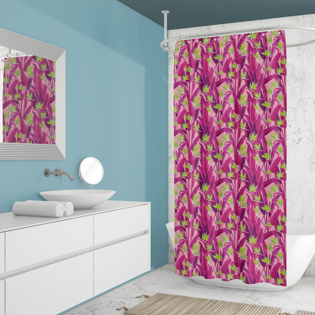 Jungle Tropical Jungle Washable Waterproof Shower Curtain-Shower Curtains-CUR_SH_EL-IC 5017190 IC 5017190, African, Birds, Botanical, Digital, Digital Art, Floral, Flowers, Graphic, Illustrations, Nature, Patterns, Scenic, Signs, Signs and Symbols, Tropical, jungle, washable, waterproof, shower, curtain, backdrop, background, bird, of, paradise, blooming, blossom, botanic, bouquet, branch, colorful, crane, flower, design, detailed, exotic, fabric, flora, green, leaves, leaf, natural, pattern, petal, pink, p