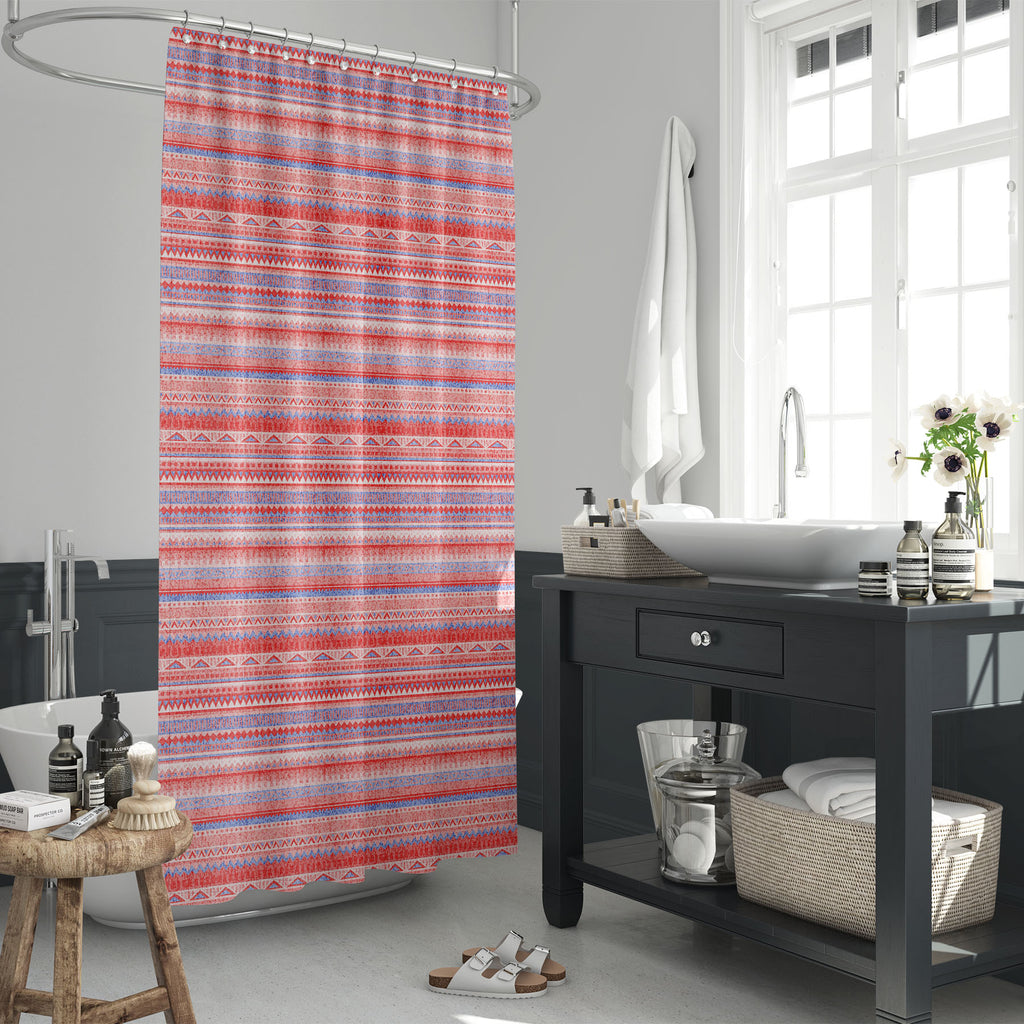 Ethnic Tribal Motif Art D2 Washable Waterproof Shower Curtain-Shower Curtains-CUR_SH_EL-IC 5017198 IC 5017198, Abstract Expressionism, Abstracts, African, American, Ancient, Art and Paintings, Aztec, Culture, Decorative, Digital, Digital Art, Ethnic, Fashion, Folk Art, Geometric, Geometric Abstraction, Graphic, Historical, Ikat, Illustrations, Indian, Medieval, Mexican, Patterns, Semi Abstract, Signs, Signs and Symbols, Stripes, Traditional, Triangles, Tribal, Vintage, World Culture, motif, art, d2, washabl