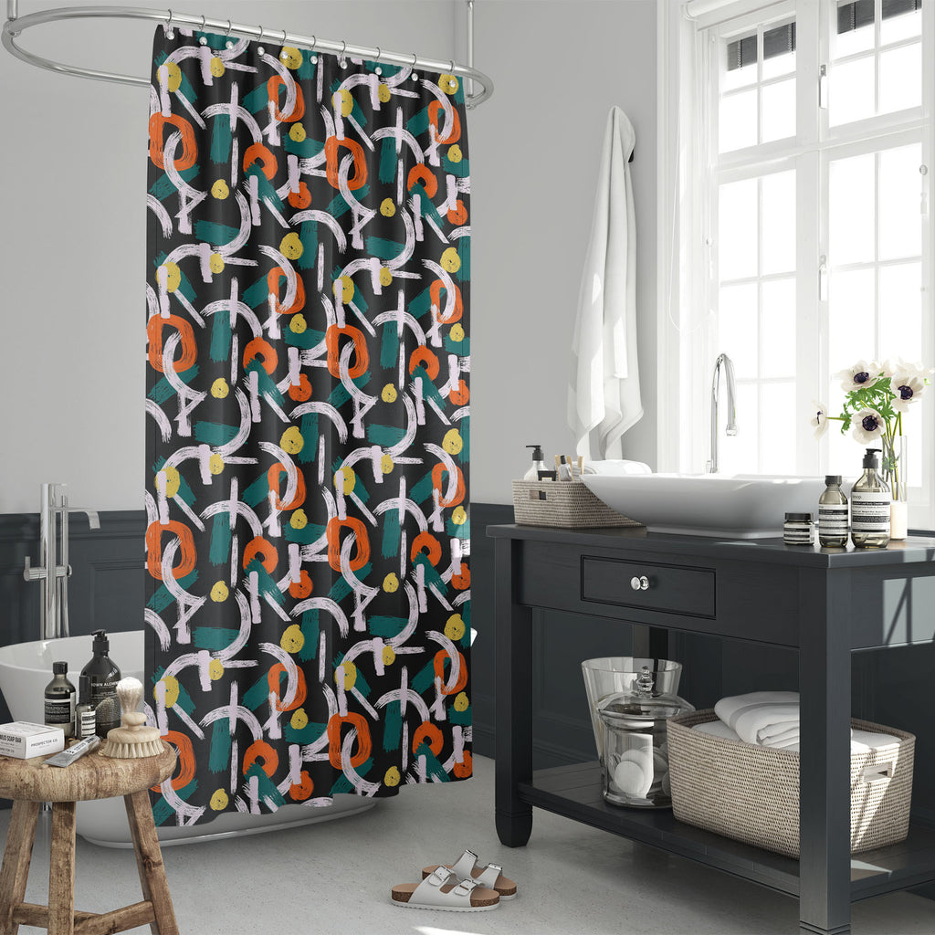 Abstract Chaotic Geometry D2 Washable Waterproof Shower Curtain-Shower Curtains-CUR_SH_EL-IC 5017199 IC 5017199, 80s, 90s, Abstract Expressionism, Abstracts, Ancient, Art and Paintings, Digital, Digital Art, Fashion, Futurism, Geometric, Geometric Abstraction, Graphic, Historical, Illustrations, Medieval, Patterns, Semi Abstract, Signs and Symbols, Stripes, Symbols, Vintage, abstract, chaotic, geometry, d2, washable, waterproof, shower, curtain, pattern, artistic, arty, backdrop, background, banner, bauhaus