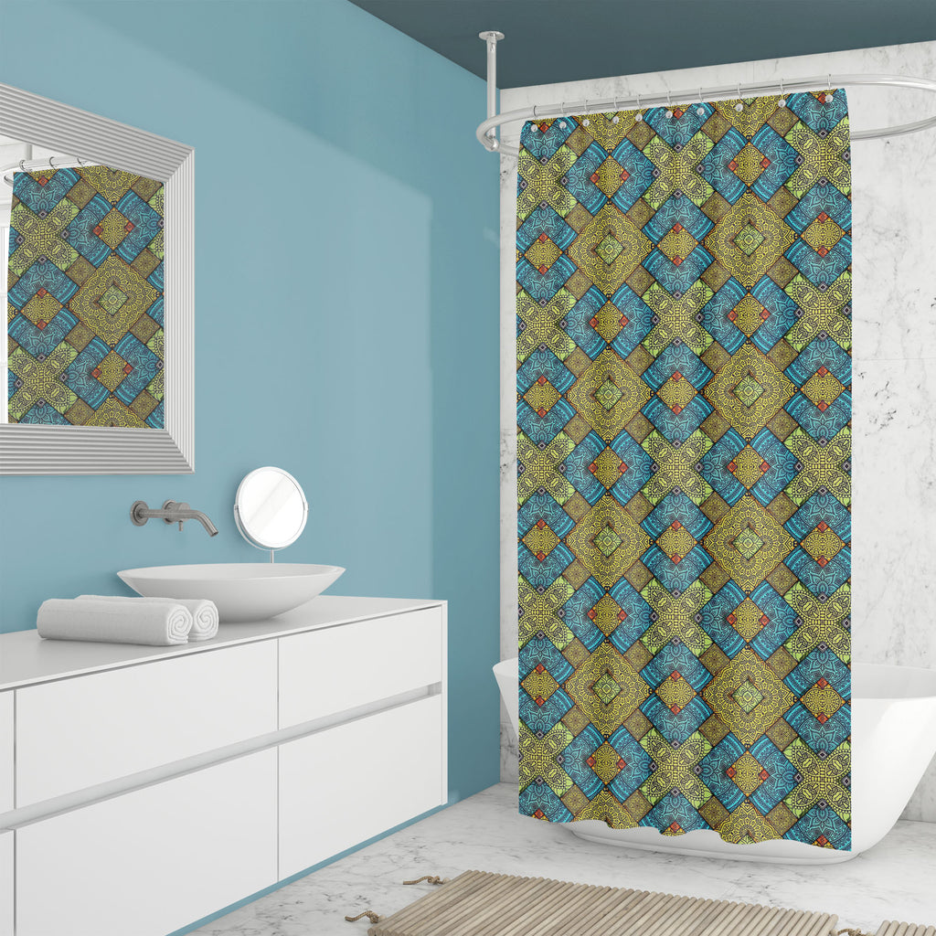 Boho Abstract Festive Pattern Washable Waterproof Shower Curtain-Shower Curtains-CUR_SH_EL-IC 5017214 IC 5017214, Abstract Expressionism, Abstracts, Allah, Ancient, Arabic, Art and Paintings, Aztec, Baroque, Botanical, Culture, Damask, Decorative, Ethnic, Festivals and Occasions, Festive, Floral, Flowers, Geometric, Geometric Abstraction, Hinduism, Historical, Illustrations, Indian, Islam, Mandala, Medieval, Moroccan, Nature, Patterns, Pets, Renaissance, Retro, Rococo, Semi Abstract, Signs, Signs and Symbol