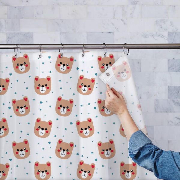 Cartoon Bear Washable Waterproof Shower Curtain-Shower Curtains-CUR_SH_EL-IC 5017218 IC 5017218, Abstract Expressionism, Abstracts, Alphabets, Animals, Animated Cartoons, Art and Paintings, Baby, Black, Black and White, Botanical, Caricature, Cartoons, Children, Decorative, Digital, Digital Art, Floral, Flowers, Graphic, Illustrations, Kids, Nature, Patterns, Scandinavian, Semi Abstract, Signs, Signs and Symbols, Symbols, White, cartoon, bear, washable, waterproof, polyester, shower, curtain, eyelets, abstr