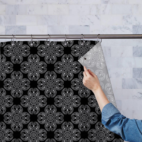 Indian White Geometric Style Washable Waterproof Shower Curtain-Shower Curtains-CUR_SH_EL-IC 5017242 IC 5017242, Asian, Black, Black and White, Geometric, Geometric Abstraction, Illustrations, Indian, Patterns, Signs, Signs and Symbols, White, style, washable, waterproof, polyester, shower, curtain, eyelets, background, design, illustration, india, monochrome, oriental, pattern, print, seamless, sign, symmetric, vector, wallpaper, artzfolio, shower curtain, bathroom curtain, eyelet shower curtain, waterproo