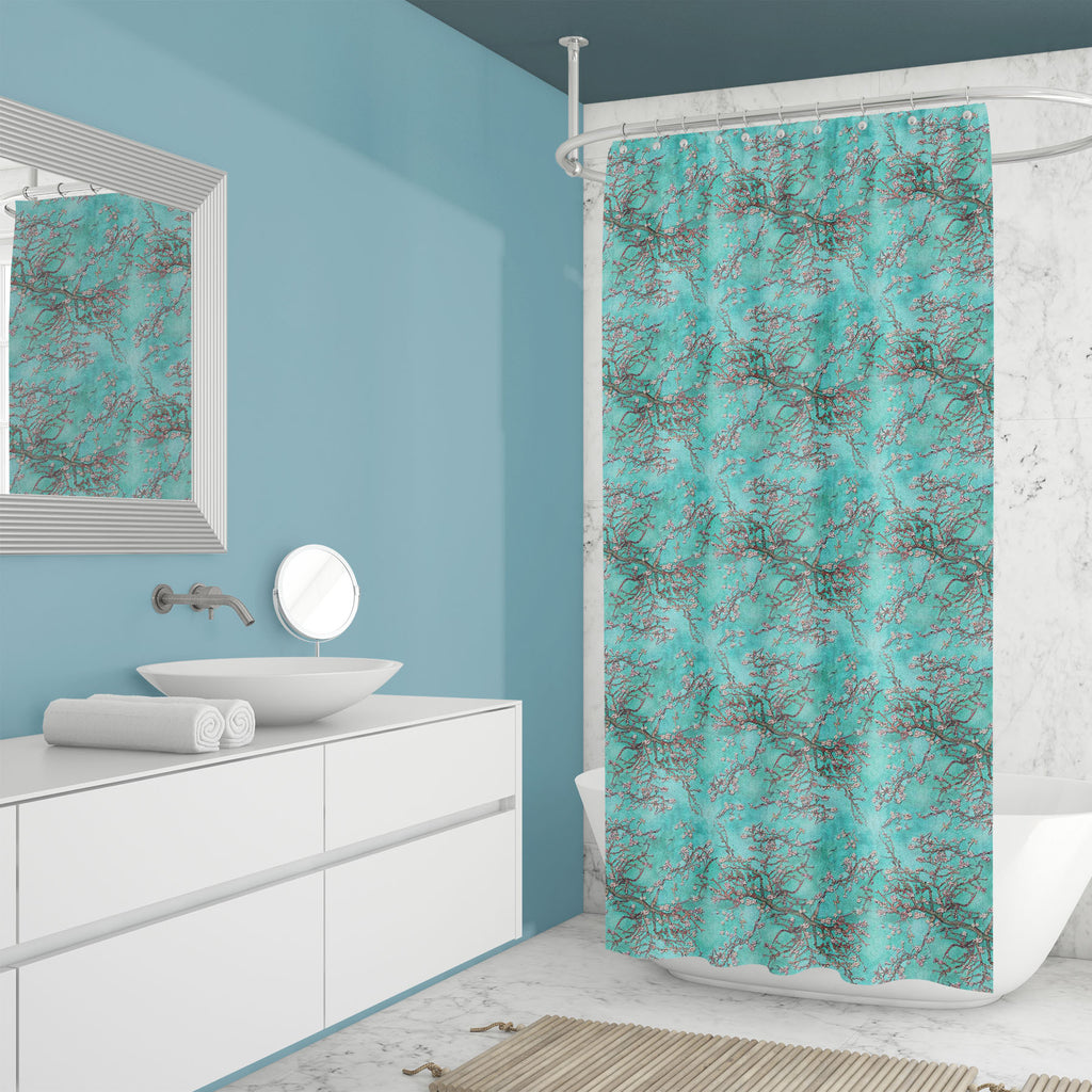 3D Almond Blossoms, Vincent Van Gogh Washable Waterproof Shower Curtain-Shower Curtains-CUR_SH_EL-IC 5017252 IC 5017252, 3D, Abstract Expressionism, Abstracts, Art and Paintings, Botanical, Drawing, Floral, Flowers, Illustrations, Modern Art, Nature, Patterns, Semi Abstract, Signs, Signs and Symbols, almond, blossoms, vincent, van, gogh, washable, waterproof, shower, curtain, pattern, seamless, abstract, art, backdrop, background, blue, branches, brush, canvas, color, design, illustration, impression, moder