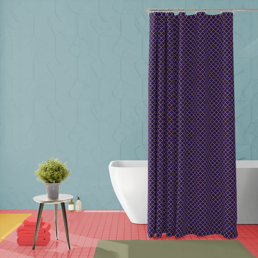 Quatrefoil Art Pattern Washable Waterproof Shower Curtain-Shower Curtains-CUR_SH_EL-IC 5017255 IC 5017255, Abstract Expressionism, Abstracts, Books, Decorative, Geometric, Geometric Abstraction, Gothic, Illustrations, Modern Art, Moroccan, Patterns, Quatrefoil, Renaissance, Retro, Semi Abstract, Signs, Signs and Symbols, Metallic, art, pattern, washable, waterproof, shower, curtain, abstract, arabic, style, background, beautiful, clover, cute, decoration, design, element, elegant, fabric, foil, gold, golden