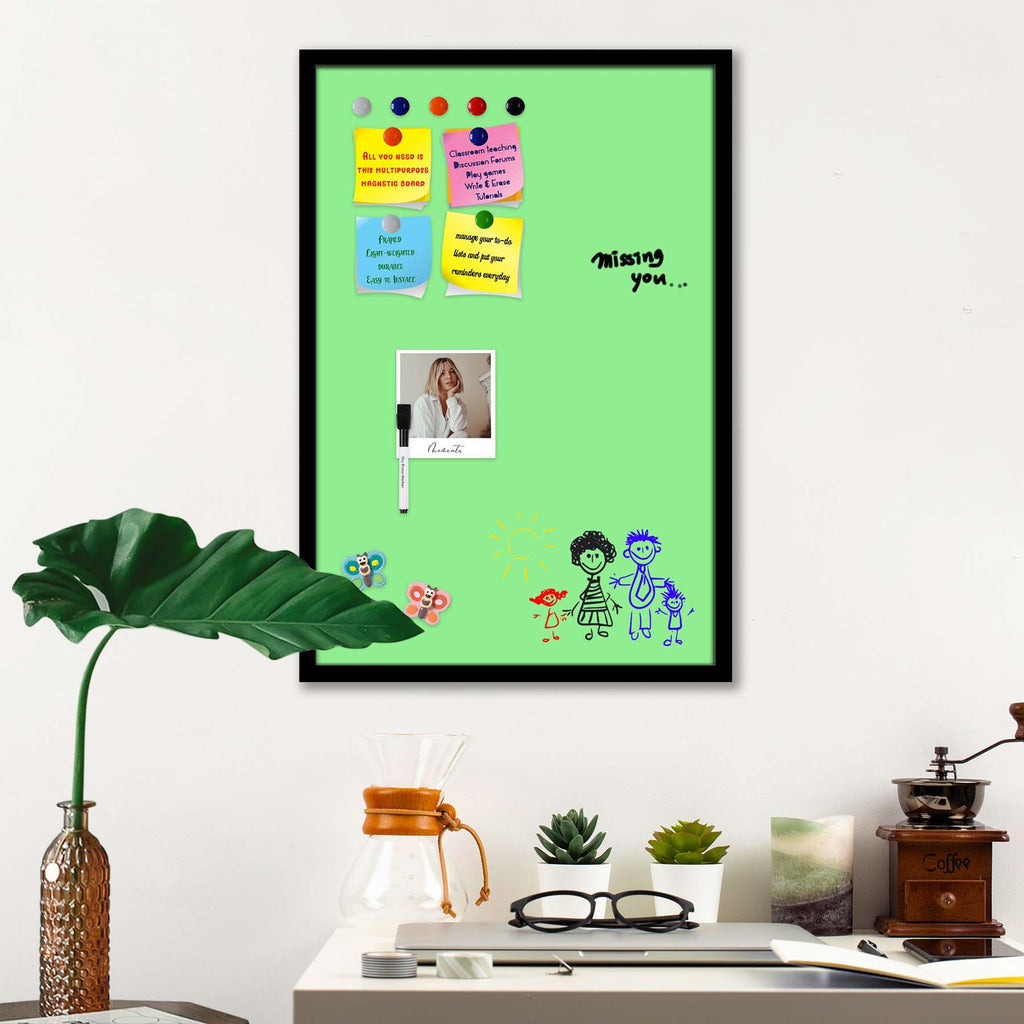Greens Family Light Green Colour Framed Magnetic Dry Erase Board | Combo with Magnet Buttons & Markers-Magnetic Boards Framed-MGB_FR-IC 5017346 IC 5017346, Family, Solid, greens, light, green, colour, framed, magnetic, dry, erase, board, combo, with, magnet, buttons, markers, artzfolio, white board, whiteboard, dry erase board, magnetic board, magnetic whiteboard, small whiteboard, whiteboard for kids, whiteboard for teaching, white board 2x3, whiteboard with stand, large whiteboard, white board price, whit