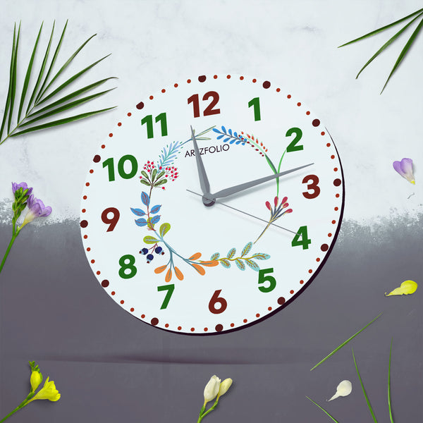 Floral Wreath D5 Quartz Wall Clock | Non-Ticking Silent Movement-Wall Clocks Round-CLK_RD-IC 5018028 IC 5018028, Botanical, Digital, Digital Art, Floral, Flowers, Graphic, Nature, wreath, d5, quartz, round, wall, clock, non-ticking, silent, movement, engineered, wood, for, home, office, bedroom, analog, analogue, birthday, couple, customised, decoration, gift, kids, kitchen, living, number, photo, picture, print, room, size, square, watch, wedding, analog, analogue, bedroom, birthday, clock, couple, customi