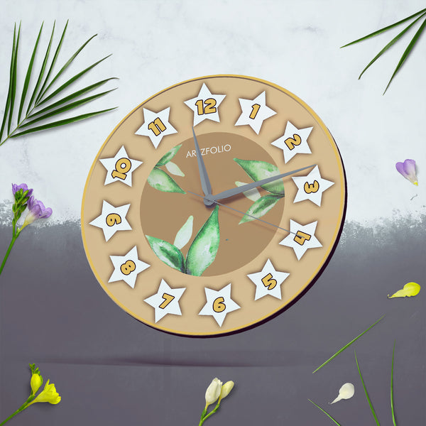 Star Watercolour Leaves Quartz Wall Clock | Non-Ticking Silent Movement-Wall Clocks Round-CLK_RD-IC 5018243 IC 5018243, Digital, Digital Art, Graphic, Watercolour, star, leaves, quartz, round, wall, clock, non-ticking, silent, movement, engineered, wood, for, home, office, bedroom, analog, analogue, birthday, couple, customised, decoration, gift, kids, kitchen, living, number, photo, picture, print, room, size, square, watch, wedding, analog, analogue, bedroom, birthday, clock, couple, customised, decoratio