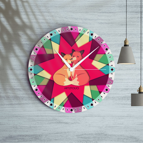 Kissing Foxes Quartz Wall Clock | Non-Ticking Silent Movement-Wall Clocks Round-CLK_RD-IC 5018582 IC 5018582, Digital, Digital Art, Graphic, kissing, foxes, quartz, round, wall, clock, non-ticking, silent, movement, engineered, wood, for, home, office, bedroom, analog, analogue, birthday, couple, customised, decoration, gift, kids, kitchen, living, number, photo, picture, print, room, size, square, watch, wedding, analog, analogue, bedroom, birthday, clock, couple, customised, decoration, digital, gift, hom