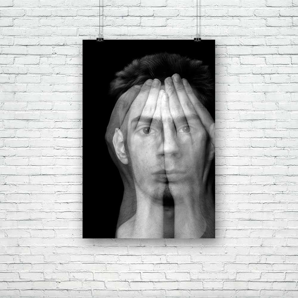 Male Covering His Face With His Hands Unframed Paper Poster-Paper Posters Unframed-POS_UN-IC 5000197 IC 5000197, Art and Paintings, Black, Black and White, Individuals, Portraits, Space, Surrealism, male, covering, his, face, with, hands, unframed, paper, poster, schizophrenia, insomnia, psychosis, nightmare, afraid, anxiety, art, artwork, background, censorship, closed, copyspace, cover, cry, crying, dark, depressed, depression, dramatic, dreamer, dreams, dreamy, eyes, fear, head, hope, horror, isolated, m