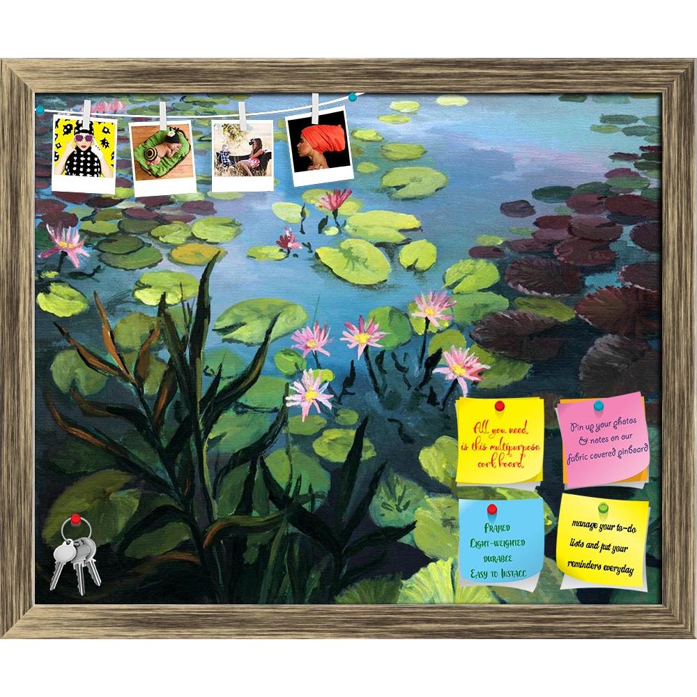 ArtzFolio Colorful Pond With Beautiful Lotus Flowers Printed Bulletin –