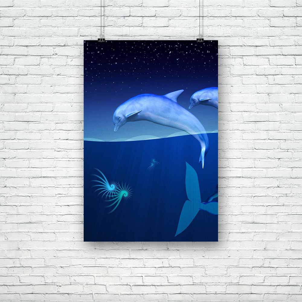 Dolphins & Mermaid Unframed Paper Poster-Paper Posters Unframed-POS_UN-IC 5001999 IC 5001999, Fantasy, Illustrations, Mermaid, Nautical, Signs and Symbols, Symbols, dolphins, unframed, paper, poster, beautiful, beauty, blue, bubbles, colorful, creature, curious, diving, dolphin, dream, fairytale, female, fish, fishtail, flipper, floating, friend, friendly, hair, legend, light, magic, marine, mythical, mythology, ocean, reef, sea, swimming, symbol, tail, undersea, underwater, water, woman, artzfolio, posters