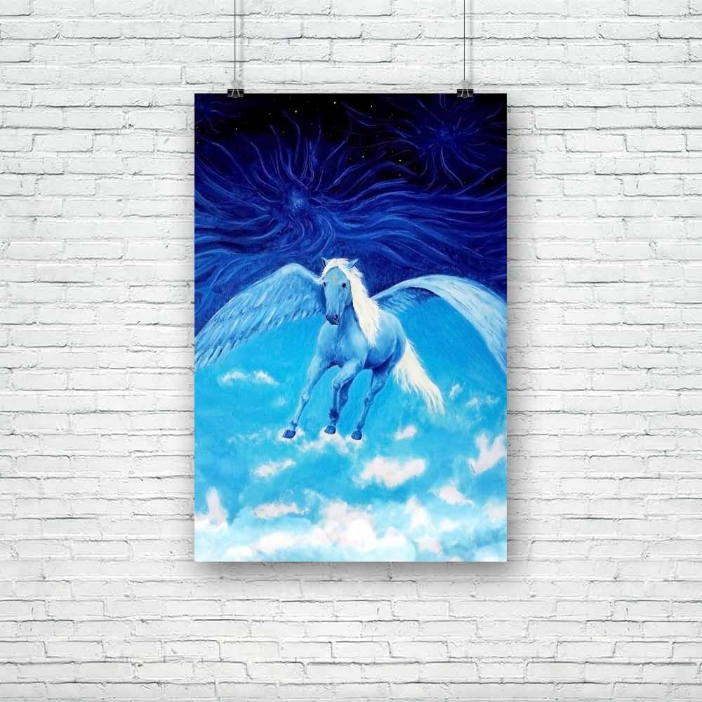 White Pegasus Horse High Up In The Skies Unframed Paper Poster-Paper Posters Unframed-POS_UN-IC 5004451 IC 5004451, Animals, Art and Paintings, Black and White, Drawing, Illustrations, Individuals, Paintings, Patterns, Portraits, Signs, Signs and Symbols, Space, White, pegasus, horse, high, up, in, the, skies, unframed, paper, poster, animal, art, artistic, background, beautiful, beauty, canvas, clouds, colorful, colour, concept, creative, decor, decoration, design, detail, fly, flying, illustration, image,