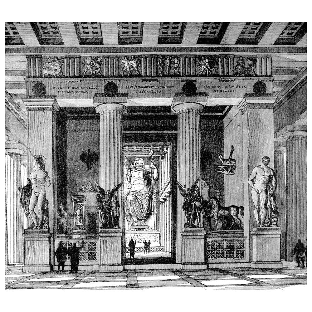 Victorian Engraving Of The Temple Of Zeus Olympia Canvas Painting Synthetic Frame-Paintings MDF Framing-AFF_FR-IC 5005009 IC 5005009, Ancient, Architecture, Art and Paintings, Drawing, Greek, Historical, Illustrations, Landscapes, Medieval, Places, Scenic, Victorian, Vintage, engraving, of, the, temple, zeus, olympia, canvas, painting, synthetic, frame, antique, art, classical, greece, illustration, landscape, monument, sculpture, statue, artzfolio, wall decor for living room, wall frames for living room, f