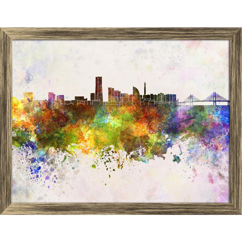 ArtzFolio Yokohama, Japan, Skyline in Watercolor Canvas Painting Synthetic Frame-Paintings Synthetic Framing-AZ5006369ART_FR_RF_R-0-Image Code 5006369 Vishnu Image Folio Pvt Ltd, IC 5006369, ArtzFolio, Paintings Synthetic Framing, Places, Fine Art Reprint, yokohama, japan, skyline, in, watercolor, canvas, painting, synthetic, frame, framed, print, wall, for, living, room, with, poster, pitaara, box, large, size, drawing, art, split, big, office, reception, photography, of, kids, panel, designer, decorative,