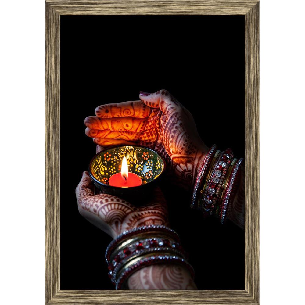 ArtzFolio Woman Hands With Henna Holding Lit Candle Canvas Painting Synthetic Frame-Paintings Synthetic Framing-AZ5006765ART_FR_RF_R-0-Image Code 5006765 Vishnu Image Folio Pvt Ltd, IC 5006765, ArtzFolio, Paintings Synthetic Framing, Religious, Traditional, Photography, woman, hands, with, henna, holding, lit, candle, canvas, painting, synthetic, frame, framed, print, wall, for, living, room, poster, pitaara, box, large, size, drawing, art, split, big, office, reception, of, kids, panel, designer, decorativ