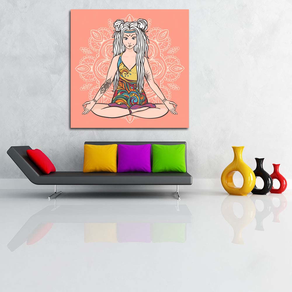 ArtzFolio Yoga Lotus Pose D3 Unframed Premium Canvas Painting