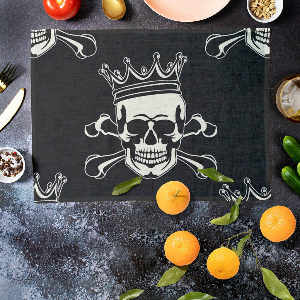 Crown Skull Table Mat Placemat-Table Place Mats Fabric-MAT_TB-IC 5007279 IC 5007279, Ancient, Animated Cartoons, Art and Paintings, Black, Black and White, Caricature, Cartoons, Fashion, Historical, Icons, Illustrations, Love, Medieval, Patterns, Romance, Signs, Signs and Symbols, Symbols, Vintage, crown, skull, table, mat, placemat, pattern, seamless, skulls, calavera, with, art, backgrounds, bone, cartoon, castle, decoration, element, fabric, history, icon, illustration, image, imagery, jolly, leaf, objec