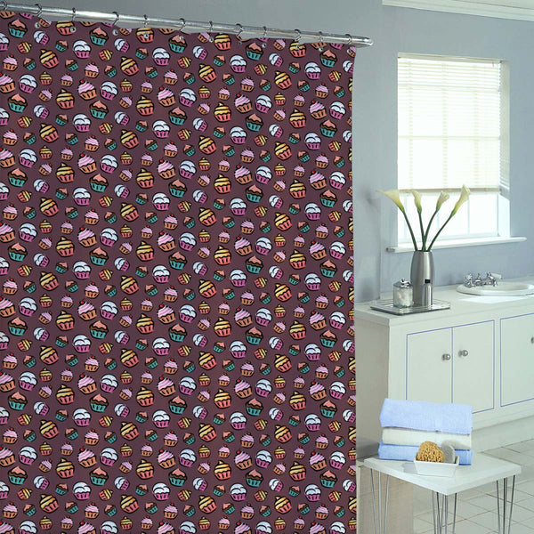 Cupcake Washable Waterproof Shower Curtain-Shower Curtains-CUR_SH-IC 5007355 IC 5007355, Ancient, Animated Cartoons, Art and Paintings, Caricature, Cartoons, Cuisine, Digital, Digital Art, Drawing, Food, Food and Beverage, Food and Drink, Graphic, Historical, Illustrations, Love, Medieval, Patterns, Retro, Romance, Signs, Signs and Symbols, Vintage, cupcake, washable, waterproof, shower, curtain, eyelets, cupcakes, pattern, candy, backdrop, background, bake, cartoon, celebration, cherry, chocolate, clip, ar
