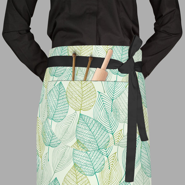 Ornamental Spring Apron | Adjustable, Free Size & Waist Tiebacks-Aprons Waist to Feet-APR_WS_FT-IC 5007358 IC 5007358, Art and Paintings, Botanical, Decorative, Floral, Flowers, Nature, Patterns, Retro, Scenic, Signs, Signs and Symbols, Urban, ornamental, spring, full-length, waist, to, feet, apron, poly-cotton, fabric, adjustable, tiebacks, leaves, abstract, background, art, design, blossom, blue, color, curly, decor, decoration, doodle, element, endless, flower, forest, funky, green, leaf, linear, mess, o