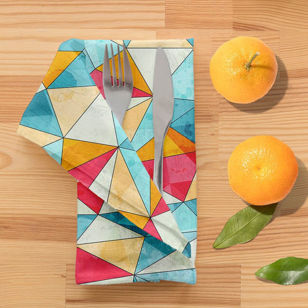 Vintage Triangles Table Napkin-Table Napkins-NAP_TB-IC 5007373 IC 5007373, Abstract Expressionism, Abstracts, African, Ancient, Art and Paintings, Culture, Drawing, Ethnic, Geometric, Geometric Abstraction, Historical, Illustrations, Medieval, Patterns, Semi Abstract, Signs, Signs and Symbols, Stripes, Traditional, Triangles, Tribal, Vintage, World Culture, table, napkin, harlequin, abstract, africa, art, artistic, background, banner, brown, clothing, coffee, color, colorful, decoration, design, diagonal, e