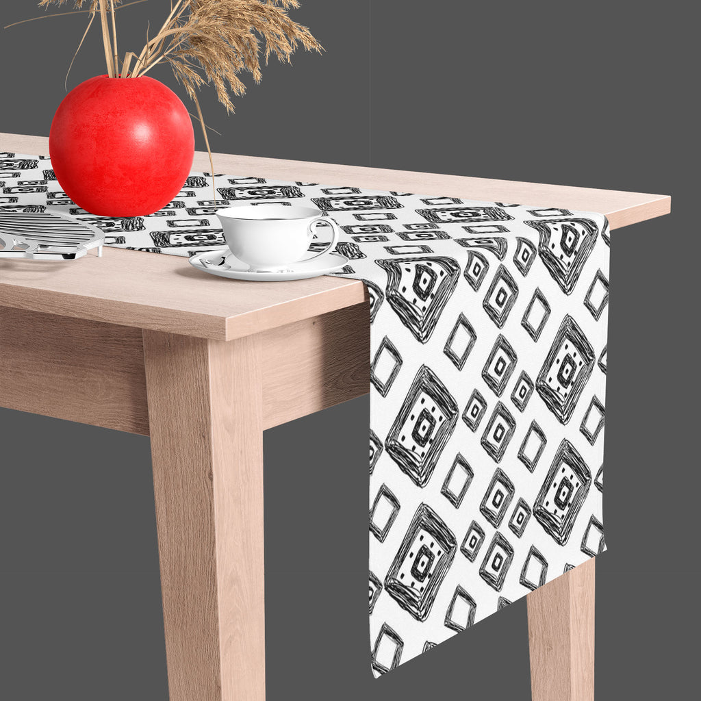 Geometric Art D1 Table Runner-Table Runners-RUN_TB-IC 5007517 IC 5007517, Abstract Expressionism, Abstracts, Art and Paintings, Automobiles, Aztec, Black and White, Botanical, Culture, Digital, Digital Art, Ethnic, Fashion, Floral, Flowers, Geometric, Geometric Abstraction, Graphic, Hipster, Illustrations, Mexican, Modern Art, Nature, Patterns, Retro, Scenic, Semi Abstract, Signs, Signs and Symbols, Stripes, Traditional, Transportation, Travel, Tribal, Urban, Vehicles, White, World Culture, art, d1, table, 