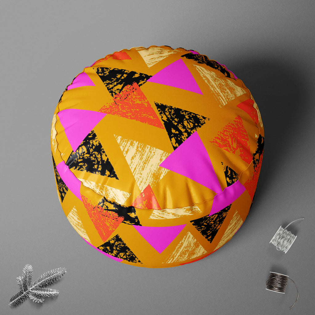 Mixed Triangled D3 Footstool Footrest Puffy Pouffe Ottoman Bean Bag | Canvas Fabric-Footstools-FST_CB_BN-IC 5007539 IC 5007539, Abstract Expressionism, Abstracts, African, Ancient, Art and Paintings, Aztec, Bohemian, Brush Stroke, Chevron, Culture, Ethnic, Eygptian, Geometric, Geometric Abstraction, Graffiti, Hand Drawn, Historical, Medieval, Mexican, Modern Art, Patterns, Retro, Semi Abstract, Signs, Signs and Symbols, Splatter, Traditional, Triangles, Tribal, Vintage, Watercolour, World Culture, mixed, tr