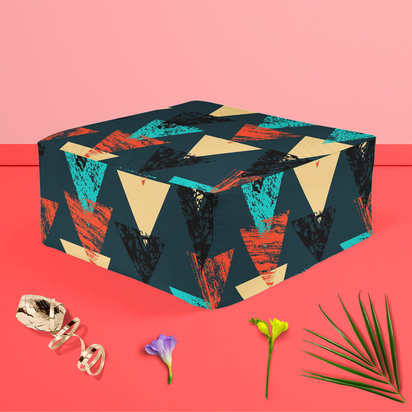 Triangled D4 Footstool Footrest Puffy Pouffe Ottoman Bean Bag | Canvas Fabric-Footstools-FST_CB_BN-IC 5007540 IC 5007540, Abstract Expressionism, Abstracts, African, Ancient, Art and Paintings, Aztec, Bohemian, Brush Stroke, Chevron, Culture, Ethnic, Eygptian, Geometric, Geometric Abstraction, Graffiti, Hand Drawn, Historical, Medieval, Mexican, Modern Art, Patterns, Retro, Semi Abstract, Signs, Signs and Symbols, Splatter, Traditional, Triangles, Tribal, Vintage, Watercolour, World Culture, triangled, d4, 