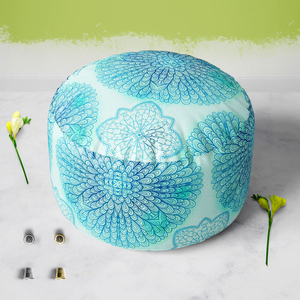 Ethnic Ornament D5 Footstool Footrest Puffy Pouffe Ottoman Bean Bag | Canvas Fabric-Footstools-FST_CB_BN-IC 5007550 IC 5007550, Abstract Expressionism, Abstracts, Allah, Arabic, Art and Paintings, Asian, Botanical, Circle, Cities, City Views, Culture, Drawing, Ethnic, Floral, Flowers, Geometric, Geometric Abstraction, Hinduism, Illustrations, Indian, Islam, Mandala, Nature, Paintings, Patterns, Retro, Semi Abstract, Signs, Signs and Symbols, Symbols, Traditional, Tribal, World Culture, ornament, d5, footsto
