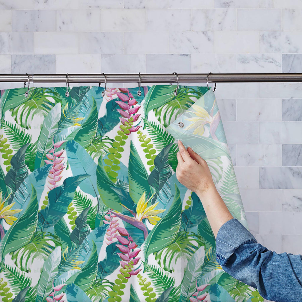 Exotic Flowers & Leaves Washable Waterproof Shower Curtain-Shower Curtains-CUR_SH-IC 5007553 IC 5007553, Art and Paintings, Black and White, Botanical, Digital, Digital Art, Drawing, Fashion, Floral, Flowers, Graphic, Illustrations, Nature, Patterns, Scenic, Signs, Signs and Symbols, Tropical, Watercolour, White, exotic, leaves, washable, waterproof, shower, curtain, pattern, jungle, watercolor, seamless, flower, rainforest, fern, plants, background, texture, palm, leaf, art, beautiful, border, color, color