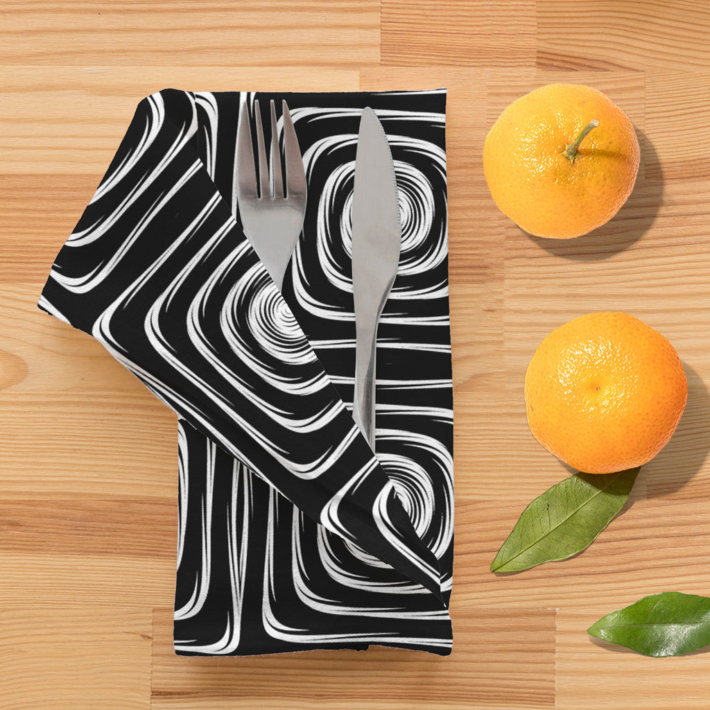 Monochrome Labyrinth Table Napkin-Table Napkins-NAP_TB-IC 5007600 IC 5007600, Abstract Expressionism, Abstracts, Art and Paintings, Black, Black and White, Circle, Digital, Digital Art, Geometric, Geometric Abstraction, Graphic, Illustrations, Modern Art, Patterns, Semi Abstract, Signs, Signs and Symbols, Stripes, White, monochrome, labyrinth, table, napkin, abstract, abstraction, art, background, circular, creative, curve, design, distorted, distortion, dynamic, ellipse, endless, futuristic, geometrical, h
