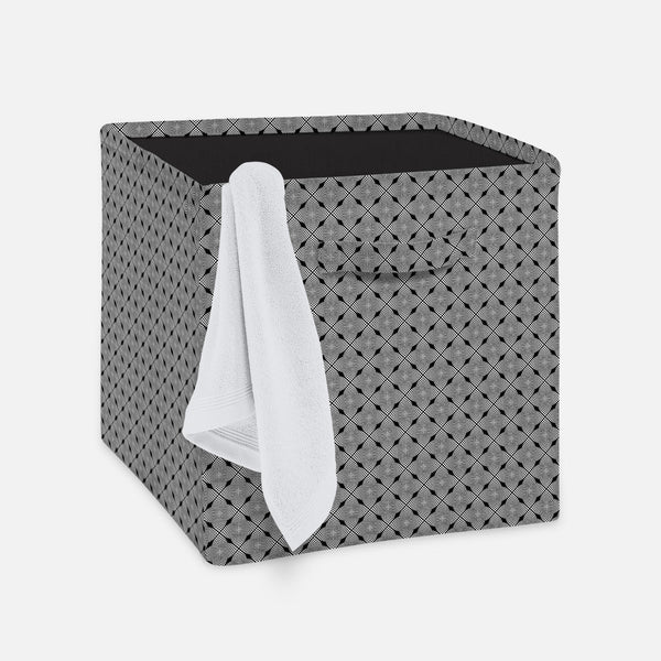 Monochrome Geometric Foldable Open Storage Bin | Organizer Box, Toy Basket, Shelf Box, Laundry Bag | Canvas Fabric-Storage Bins-STR_BI_CB-IC 5007623 IC 5007623, Abstract Expressionism, Abstracts, Art and Paintings, Black, Black and White, Check, Diamond, Digital, Digital Art, Geometric, Geometric Abstraction, Graphic, Grid Art, Illustrations, Modern Art, Patterns, Semi Abstract, Signs, Signs and Symbols, Stripes, White, monochrome, foldable, open, storage, bin, organizer, box, toy, basket, shelf, laundry, b