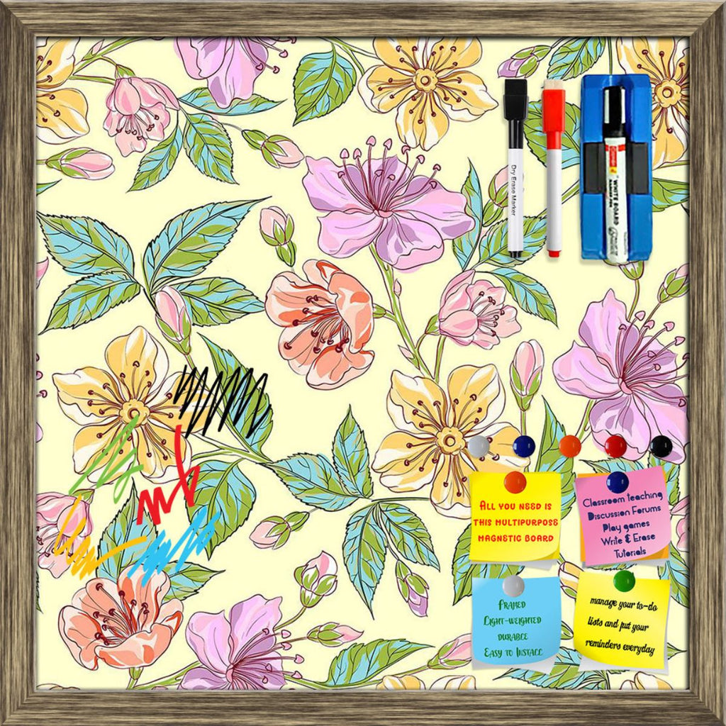 Spring Flowers & Leaves Framed Magnetic Dry Erase Board | Combo with Magnet Buttons & Markers-Magnetic Boards Framed-MGB_FR-IC 5007852 IC 5007852, Ancient, Art and Paintings, Black, Black and White, Botanical, Culture, Decorative, Digital, Digital Art, Drawing, Ethnic, Floral, Flowers, Graphic, Hand Drawn, Historical, Illustrations, Medieval, Nature, Paintings, Patterns, Retro, Scenic, Signs, Signs and Symbols, Sketches, Traditional, Tribal, Vintage, White, World Culture, spring, leaves, framed, magnetic, d