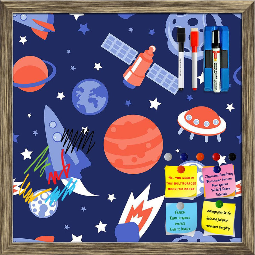 Planets, Ships And Stars Framed Magnetic Dry Erase Board | Combo with Magnet Buttons & Markers-Magnetic Boards Framed-MGB_FR-IC 5007855 IC 5007855, Ancient, Animated Cartoons, Astronomy, Caricature, Cartoons, Cosmology, Historical, Icons, Illustrations, Medieval, Patterns, Retro, Signs, Signs and Symbols, Space, Stars, Symbols, Vintage, planets, ships, and, framed, magnetic, dry, erase, board, printed, whiteboard, with, 4, magnets, 2, markers, 1, duster, galaxy, universe, pattern, seamless, alien, asteroid,