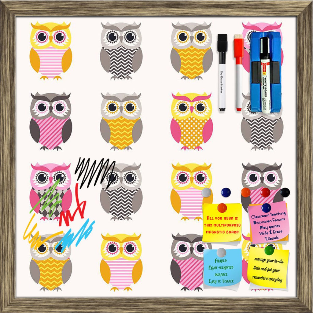 Owl Cartoon Framed Magnetic Dry Erase Board | Combo with Magnet Buttons & Markers-Magnetic Boards Framed-MGB_FR-IC 5007905 IC 5007905, Animals, Animated Cartoons, Art and Paintings, Baby, Birds, Caricature, Cartoons, Chevron, Children, Circle, Digital, Digital Art, Geometric, Geometric Abstraction, Graphic, Illustrations, Kids, Love, Nature, Patterns, Romance, Scenic, Signs, Signs and Symbols, owl, cartoon, framed, magnetic, dry, erase, board, printed, whiteboard, with, 4, magnets, 2, markers, 1, duster, nu