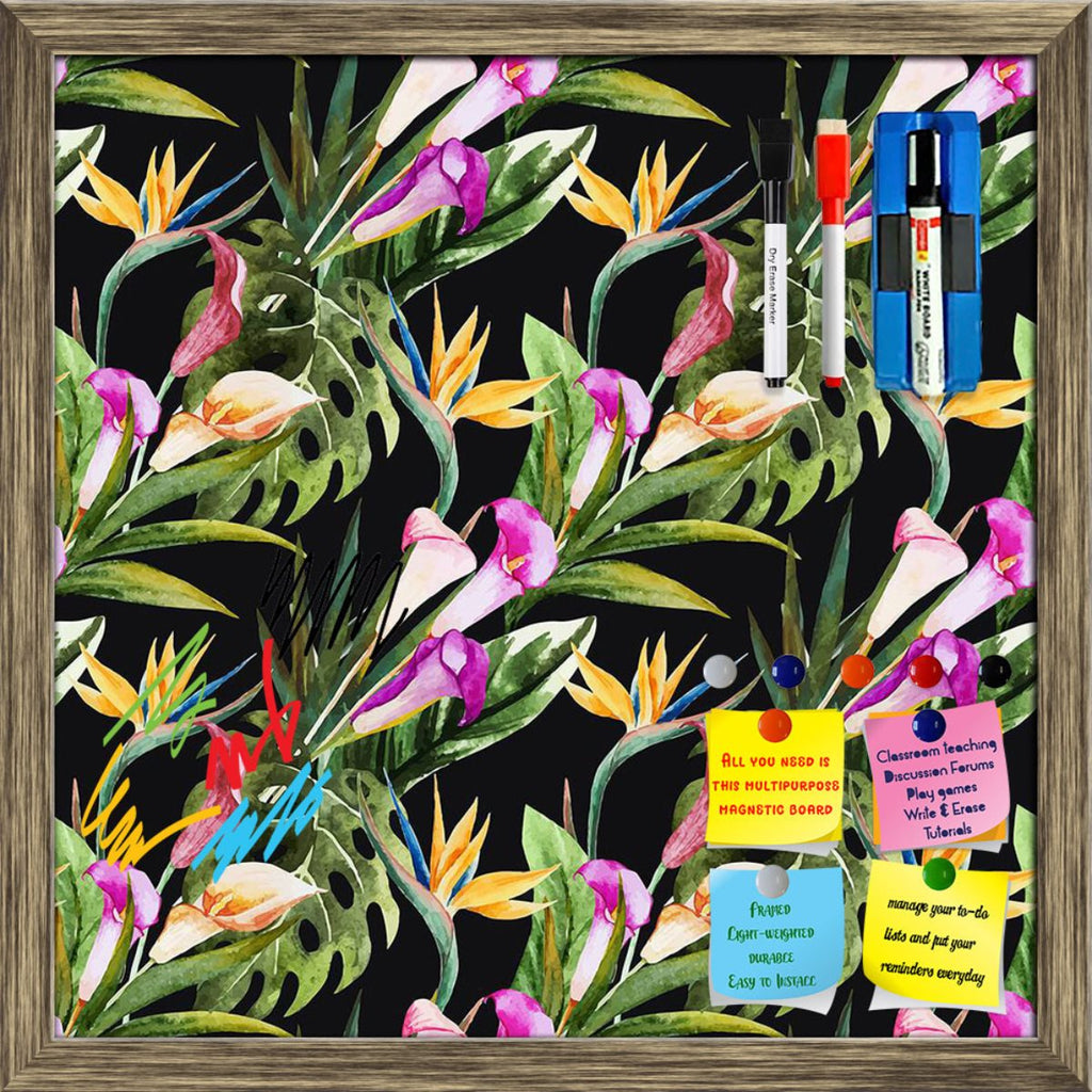 Tropical Watercolor Flowers Pattern D1 Framed Magnetic Dry Erase Board | Combo with Magnet Buttons & Markers-Magnetic Boards Framed-MGB_FR-IC 5008047 IC 5008047, Art and Paintings, Botanical, Digital, Digital Art, Floral, Flowers, Graphic, Hawaiian, Illustrations, Nature, Patterns, Scenic, Signs, Signs and Symbols, Tropical, Watercolour, watercolor, pattern, d1, framed, magnetic, dry, erase, board, printed, whiteboard, with, 4, magnets, 2, markers, 1, duster, aloha, art, background, beautiful, bright, calla